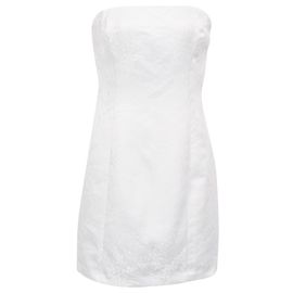 Vestido mini Reformation Gabby sem alças em cetim-jacquard em poliéster branco
