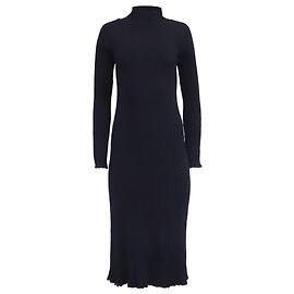 Proenza Schouler Proenxa Schouler geripptes Strick-Midikleid mit Stehkragen aus schwarzer Viskose