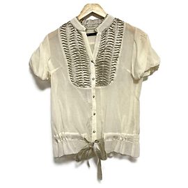 Autre Marque Camisa de manga curta transparente martinique Hem Ribbon Twist Tuck