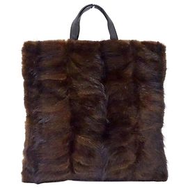 Borsa Loewe in pelliccia e pelle marrone