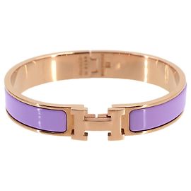 Hermès Bracelete Hermes Clic H GM em Lilac Rose Gold