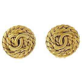 Clip Chanel Vintage CC trapuntate con bottone rotondo, metallo e perle finte