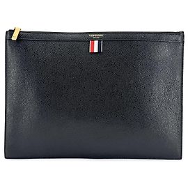 Thom Browne Leder-Dokumentenhalter mit Reißverschluss und Applikation