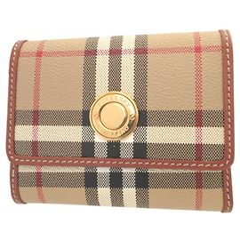 Burberry Check Coated Canvas Tri-fold Wallet