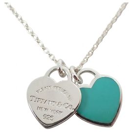 Autre Marque Pendente Tiffany & Co. Return to Tiffany Double Heart Tag in smalto blu
