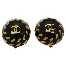 Orecchini a clip Chanel neri e oro