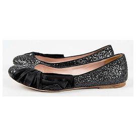 Miu Miu Schwarze Glitter-Ballerinas