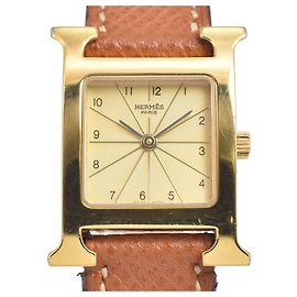 Hermès Hermes Heure H Quartz Metallo Placcato e Pelle 21