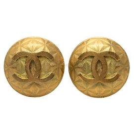 Orecchini a clip rotondi vintage Chanel Coco Mark