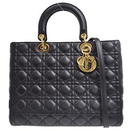 Christian Dior Vintage Lady Dior Cannage Quilt Lambskin Large