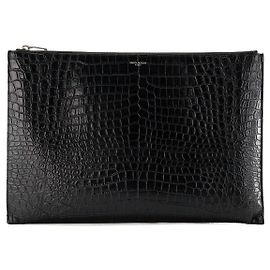 Autre Marque SAINT LAURENT - Pochette Saint Laurent in pelle goffrata coccodrillo nero