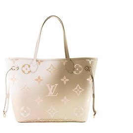 LOUIS VUITTON - Neverfull MM Shopper Spring in the City Louis Vuitton aus khaki- und weißem monogrammiertem beschichtetem Canvas limitierte Edition