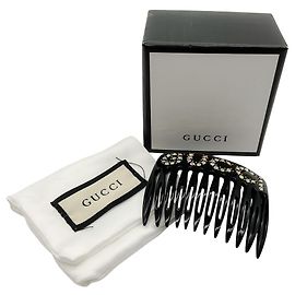 Pettine per capelli in resina con cristalli Gucci nero