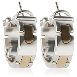 Pendientes de aro Tiffany & Co. Vintage de eslabones planos en oro amarillo y plata esterlina