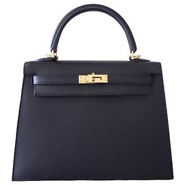 Borsa Hermès Kelly II Sellier 25 Veau Epsom Noir