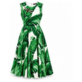 Vestido sin mangas con estampado de hojas de plátano Jardín Botánico Dolce & Gabbana