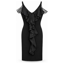 Schwarzes Seidenruffle-Kleid von Valentino