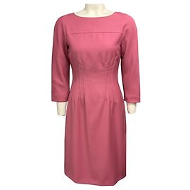 Moschino Cheap and Chic Midi-Kleid aus Wolle in Rosa mit Dreiviertelärmeln