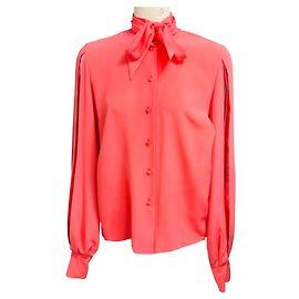 Blusa de seda Etro rosa ciclamen com laço no pescoço