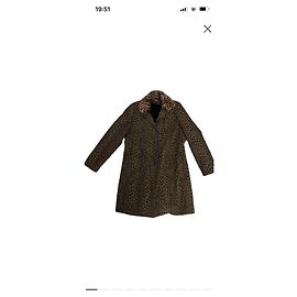 Fendi Jeans Mantel mit Leopardenprint und Kunstpelzkragen