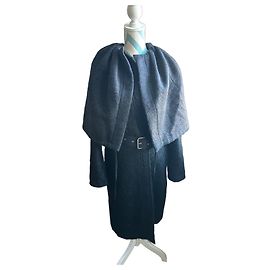 Céline Celine Casaco longo de lã e mohair cinza