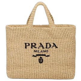 Prada Raffia Tote Bag Beige
