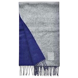 Sciarpa Loewe Anagram reversibile in lana e cashmere - Grigio/Blu