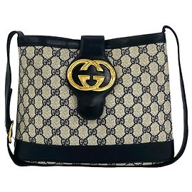 Borsa a tracolla Gucci Vintage in pelle blu navy