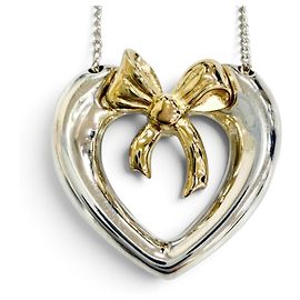 Autre Marque Tiffany & Co. Herz-Schleifen-Halskette aus 18K Gold und Silber