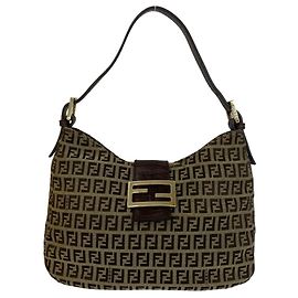Bolsa de Ombro Fendi Vintage com Padrão Zucchino FF