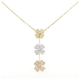 Autre Marque Au750 Drei-Farben-Kleeblatt-Diamantcollier