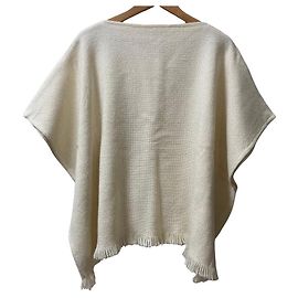 Autre Marque Poncho in lana e bambù con frange Cristaseya