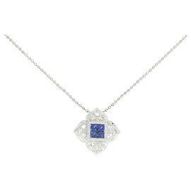Autre Marque Pt900 Pt850 Saphir Diamant Halskette