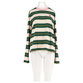 Maglione Balzac Paris in cotone bianco con righe verdi e oro