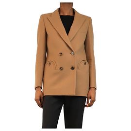 Autre Marque Abrigo de lana cruzado marrón - size UK 8