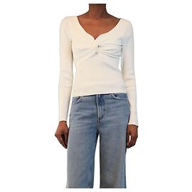 Autre Marque Top acanalado blanco con nudo - size S