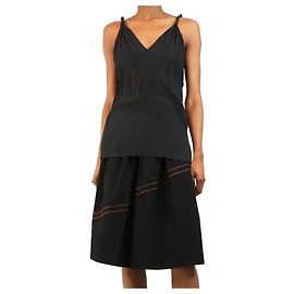 Totême Top de seda enrugada com alças torcidas preto - size UK 6