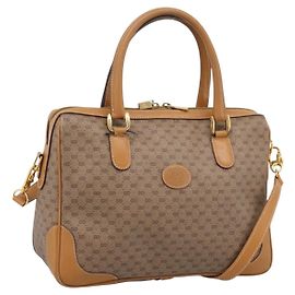 GUCCI Micro GG Supreme Hand Bag PVC 2way Beige Gold 002 122 0033
