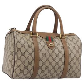 GUCCI GG Supreme Web Sherry Line Hand Bag PVC Beige Gold 40 02 007