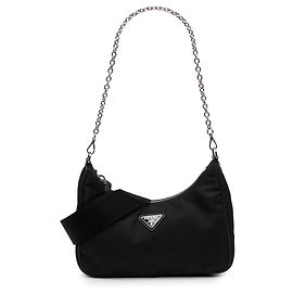 Borsa Satchel Prada Re Edition 2005 in Tessuto con Rifiniture in Saffiano Nero Mini