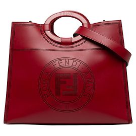 Fendi Runaway Tote aus perforiertem Leder, rot, Medium