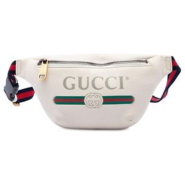 Borsa cintura Gucci White Small Grained Calfskin Web Logo