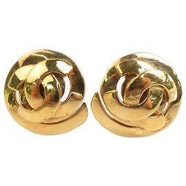 Orecchini a clip Chanel Gold CC placcati in oro Swirl
