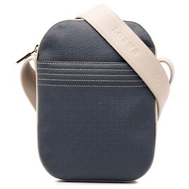 Borsa a tracolla LOEWE in pelle bicolore blu con Anagram in rilievo