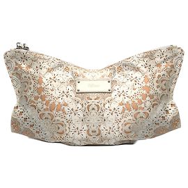 Alexander McQueen White Medium Satin De Manta Printed Clutch