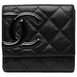 Chanel Black CC Quilted Lambskin Cambon Ligne Small Flap Wallet