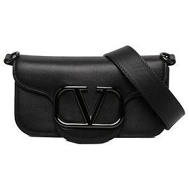 Borsa Satchel VLogo Loco Valentino Piccola in Vitello Nero