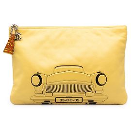 Chanel Yellow Large Printed Lambskin La Habana O Case Clutch