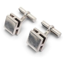 Hermès GEMELLI VINTAGE HERMES MOTIVO H RFL IN ARGENTO 925 16.6G CUFFLINKS