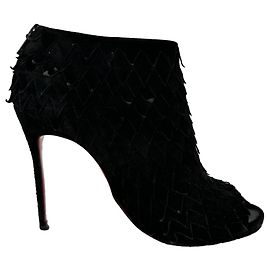Stivaletti open toe Christian Louboutin Diplonana in camoscio nero
